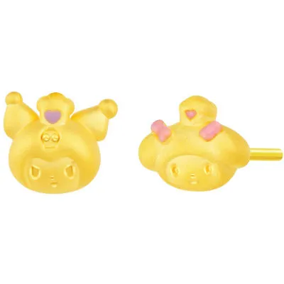 Sanrio My Melody x Kuromi 999 Gold Earrings