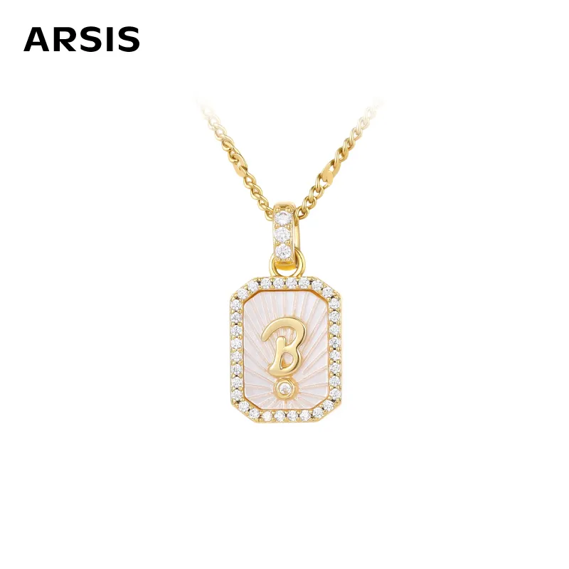 ARSIS 浮雕字母盾牌项链金色（B）