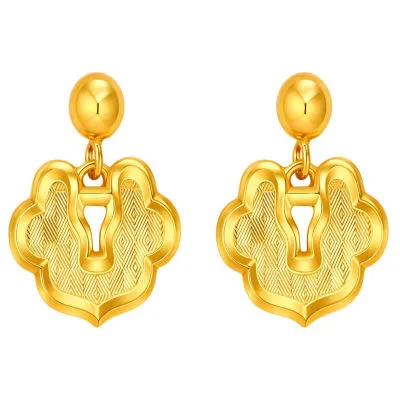 999 Gold Ruyi of Wishes Earrings