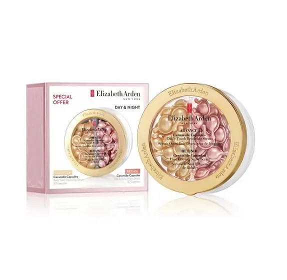 Elizabeth Arden 伊丽莎白雅顿 【金胶约30粒+粉胶约30粒】时空焕活夜间多效胶囊精华液套装 14ml*2