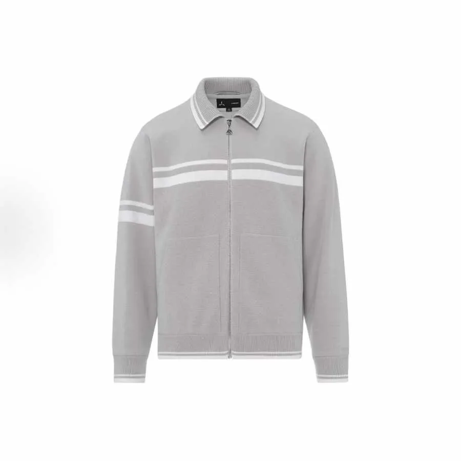 LI-NING 1990 经典系列 时尚简约舒适条纹拼色翻领长袖短款棉服 男款 灰色