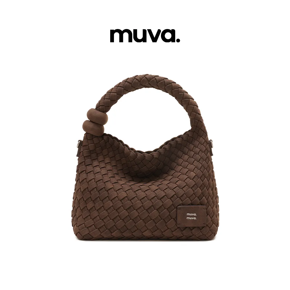 Muva Muva 编织包 手工编织包手提小拎包今年流行斜挎包包 巧克力棕