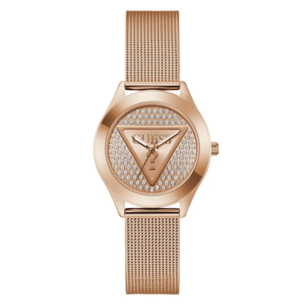 GUESS Women 34mm Rose Gold Case & Steel Mesh Watch (GW0835L3)