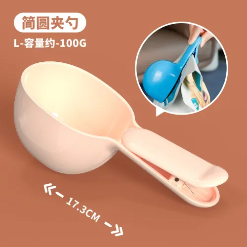 休普宠物简圆夹子粮勺 粉色 大号