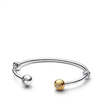 Pandora Nature and Celestial银制双色日月开口手镯