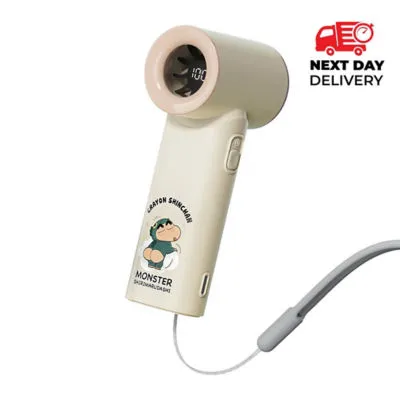 Rock Crayon ShinChan Mini Handheld High-Speed Air Duct Turbo Fan with Digital Display