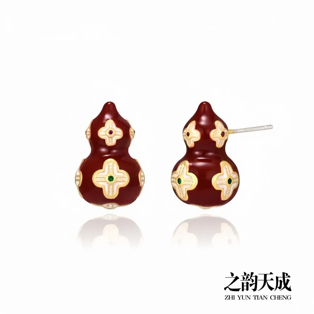之韵天成 之韵天成 新中式安哥拉红葫芦耳钉