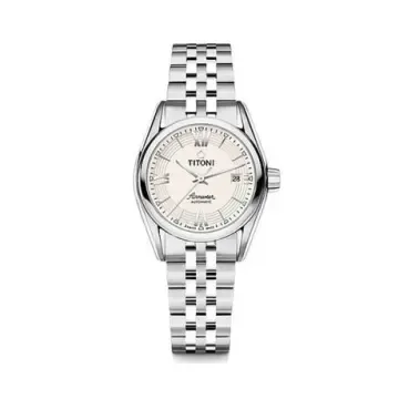 Titoni 梅花空中霸王系列钢带瑞士机械女士腕表