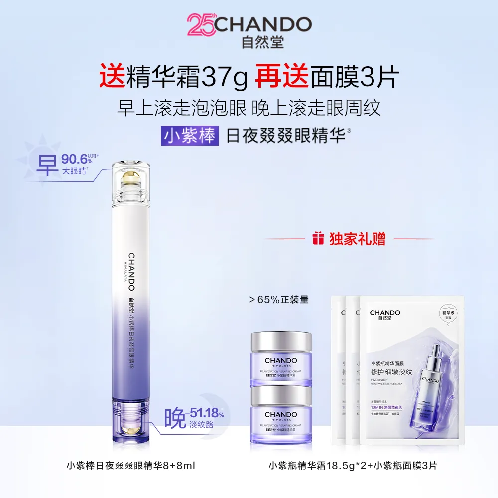 CHANDO 自然堂 小紫棒日夜叕叕眼精华 抗皱紧致 8+8mL
