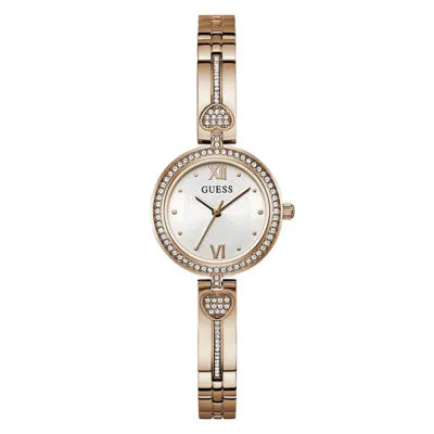GUESS Women 27mm Rose Gold Tone Case & Stainless Steel Watch (GW0655L3)