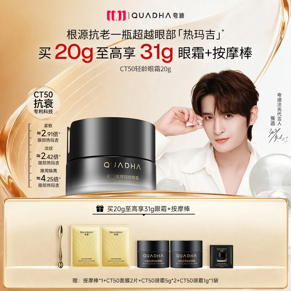 QuadHA 夸迪 【99.99% 超纯麦角硫因】CT50动能穿膜球 PDRN抗皱紧致淡纹眼霜 20g