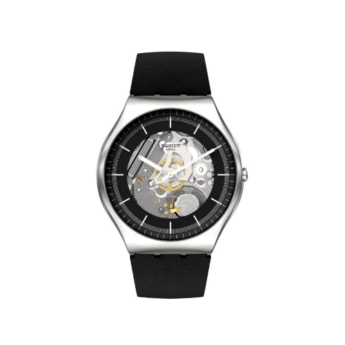 Swatch 斯沃琪黑色机车石英环保材料表SS07S115